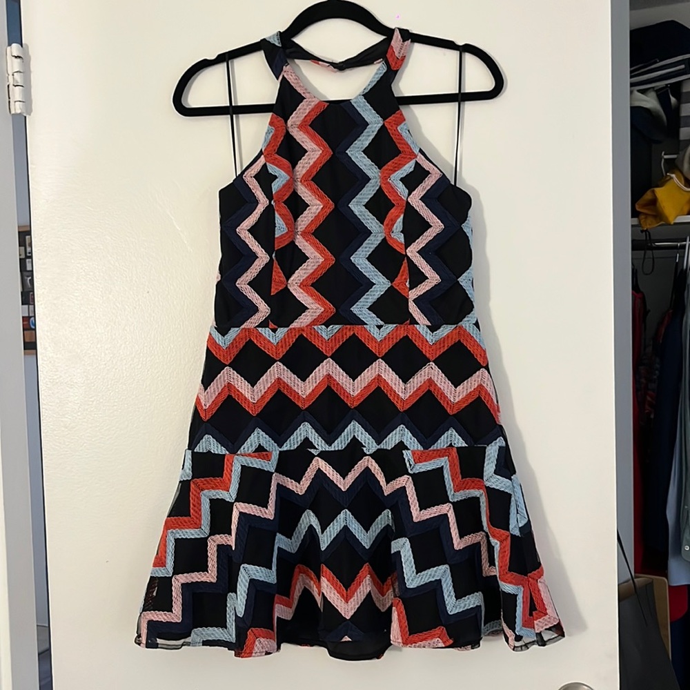 Parker Halter Dress in Black Multi in Size 8
